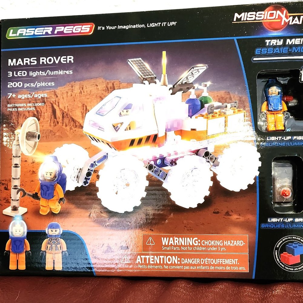 NWT MARS Rover Laser Pegs 7+ 200 Pieces 18002 Lights Up LED Discount Shipping